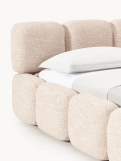 Letto imbottito in bouclé con contenitore Tayla