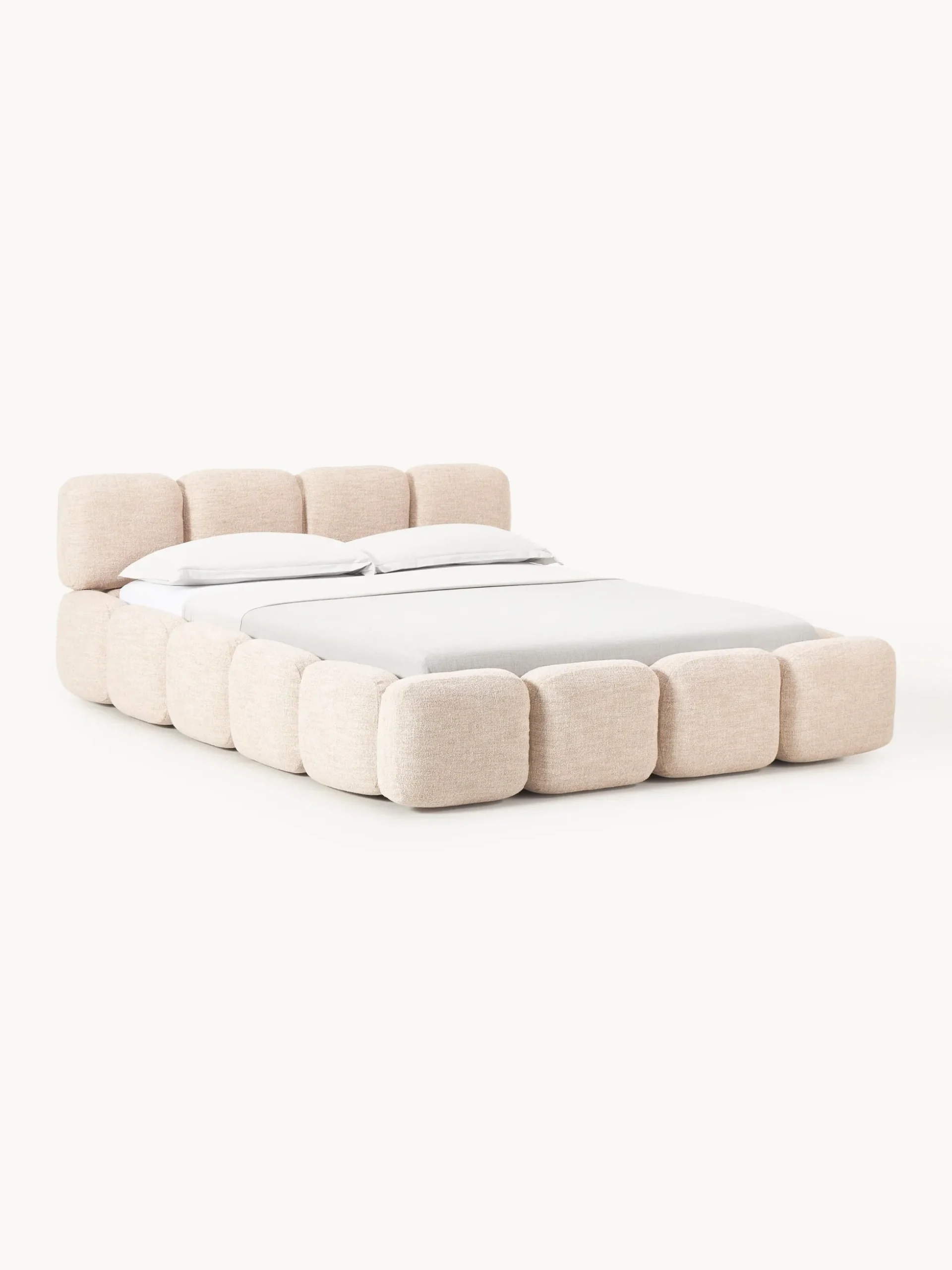 Letto imbottito in bouclé con contenitore Tayla