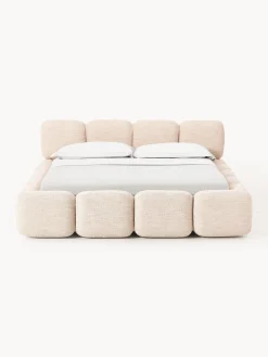 Letto imbottito in bouclé con contenitore Tayla