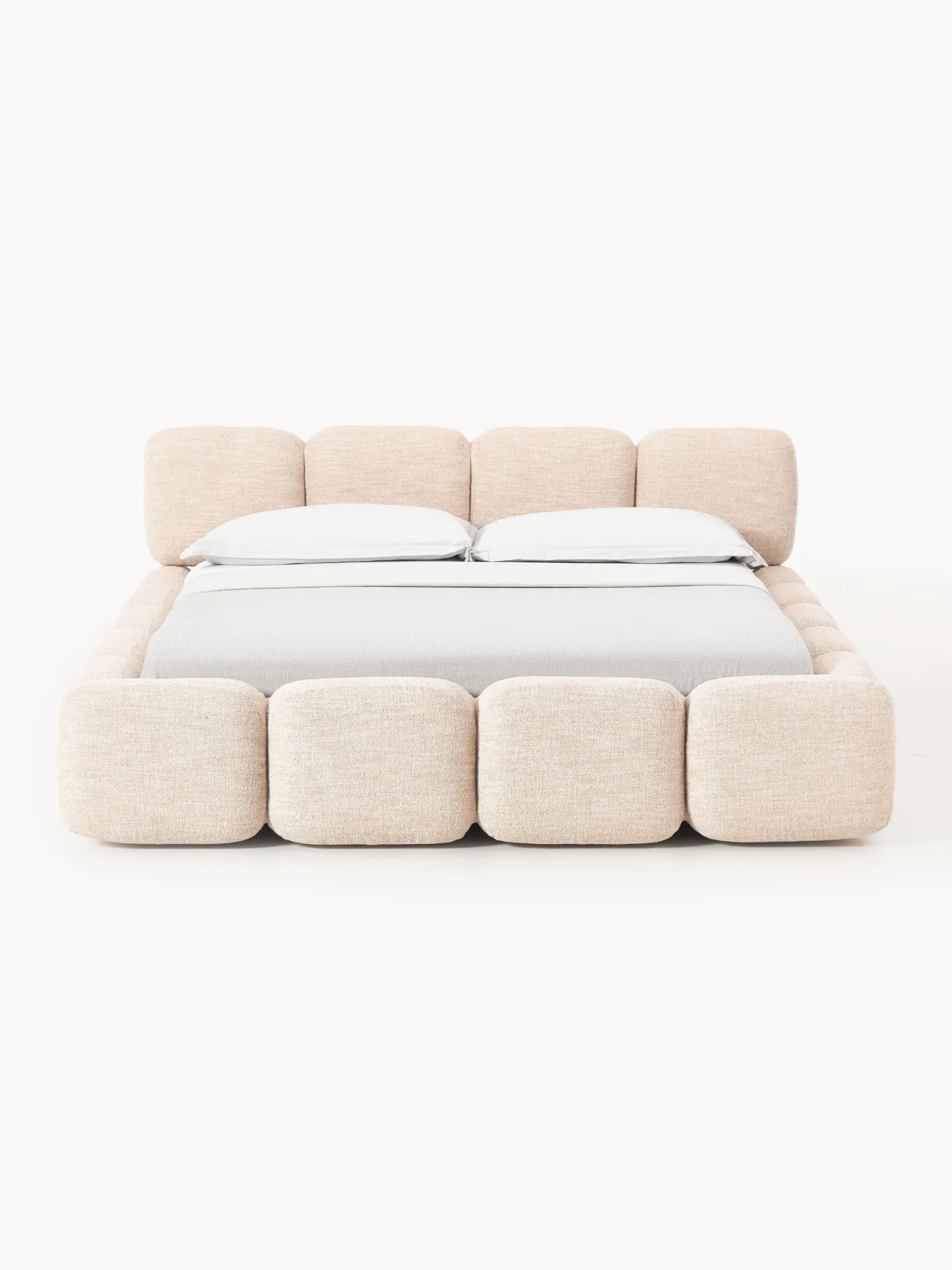 Letto imbottito in bouclé con contenitore Tayla