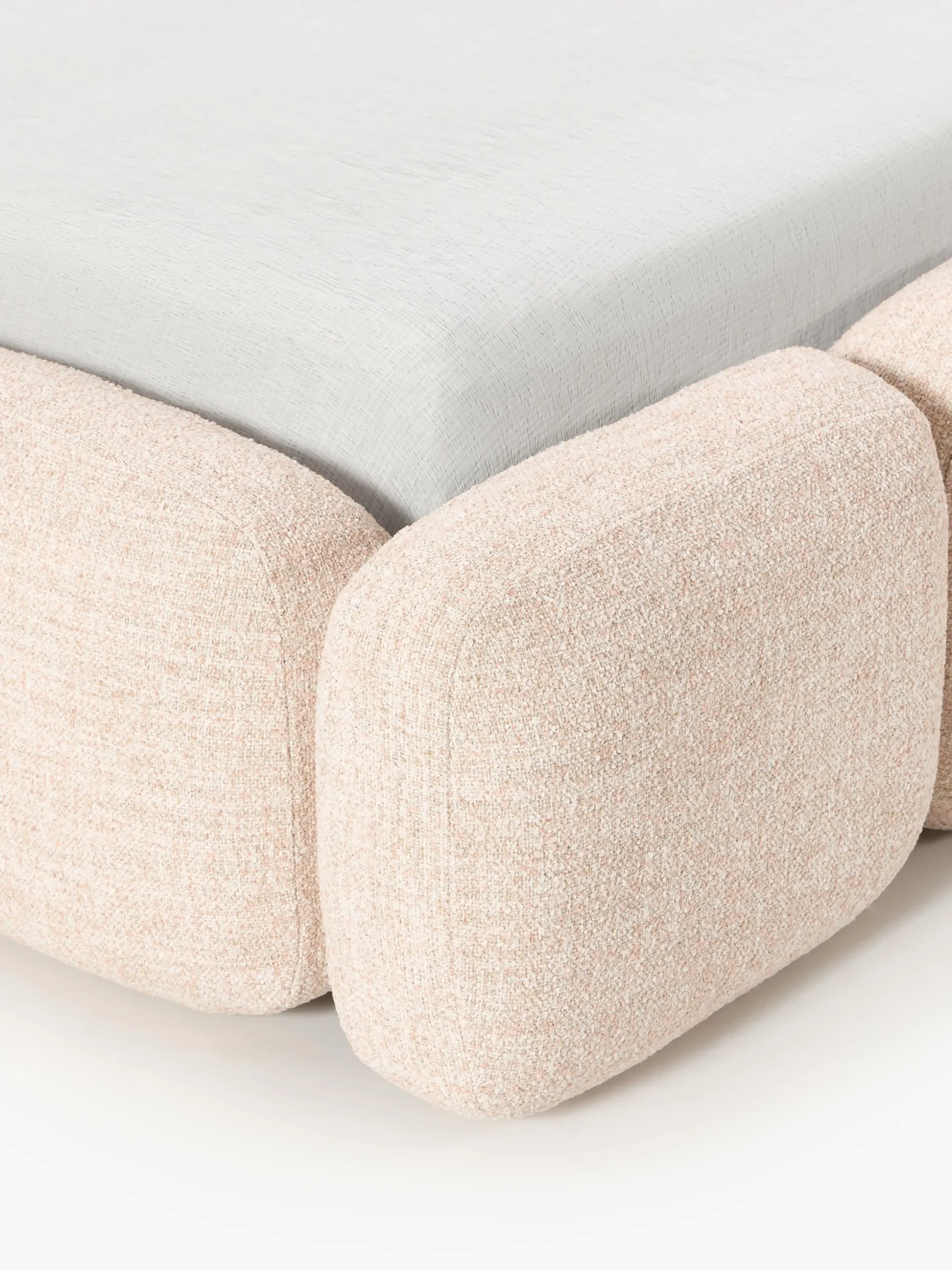 Letto imbottito in bouclé con contenitore Tayla