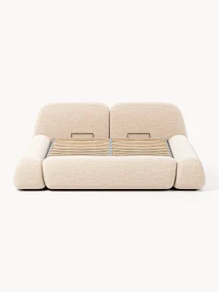 Letto imbottito in bouclé con contenitore Wolke