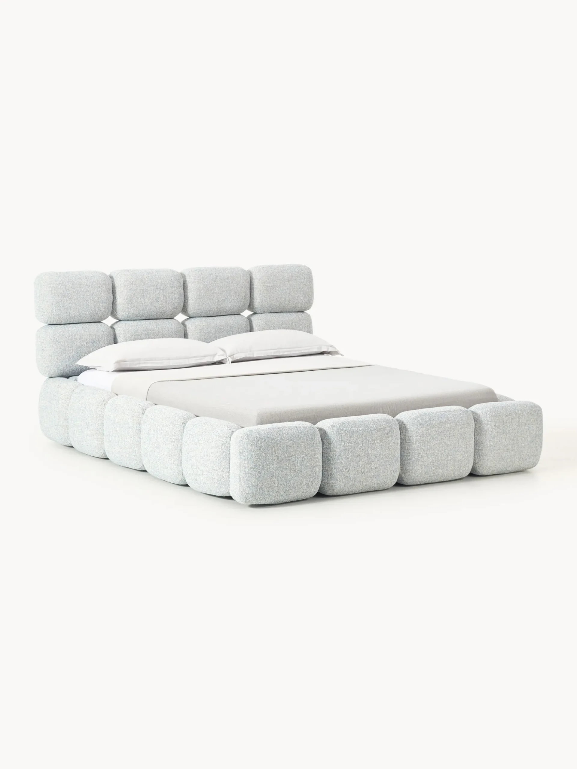 Letto imbottito in bouclé con contenitore Tayla