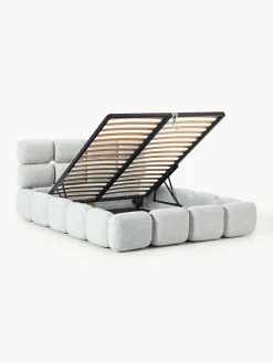 Letto imbottito in bouclé con contenitore Tayla