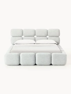 Letto imbottito in bouclé con contenitore Tayla