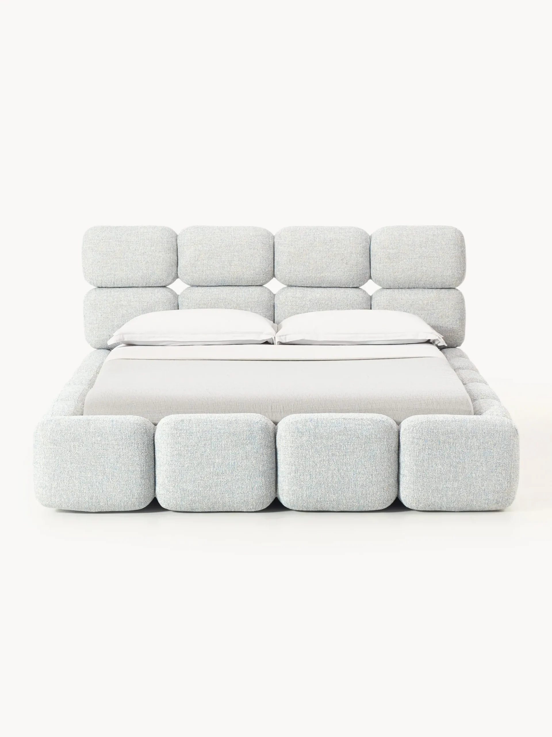 Letto imbottito in bouclé con contenitore Tayla