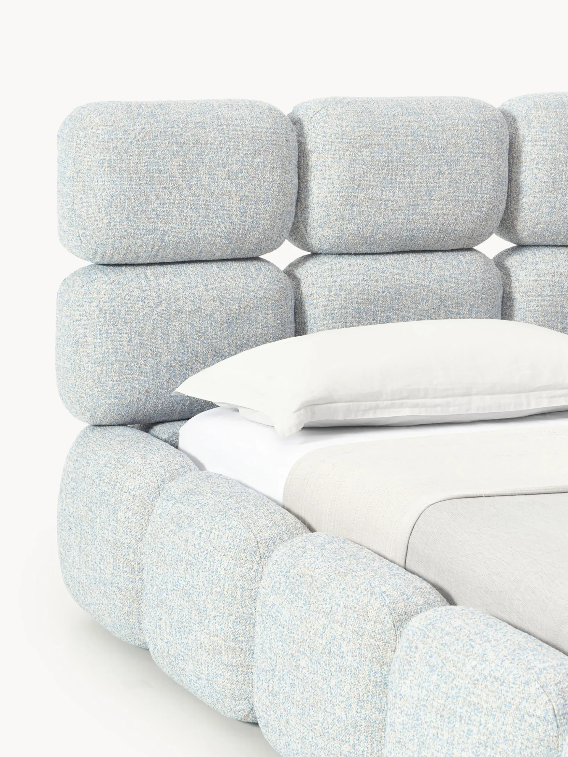 Letto imbottito in bouclé con contenitore Tayla