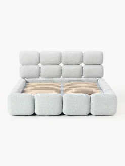 Letto imbottito in bouclé con contenitore Tayla