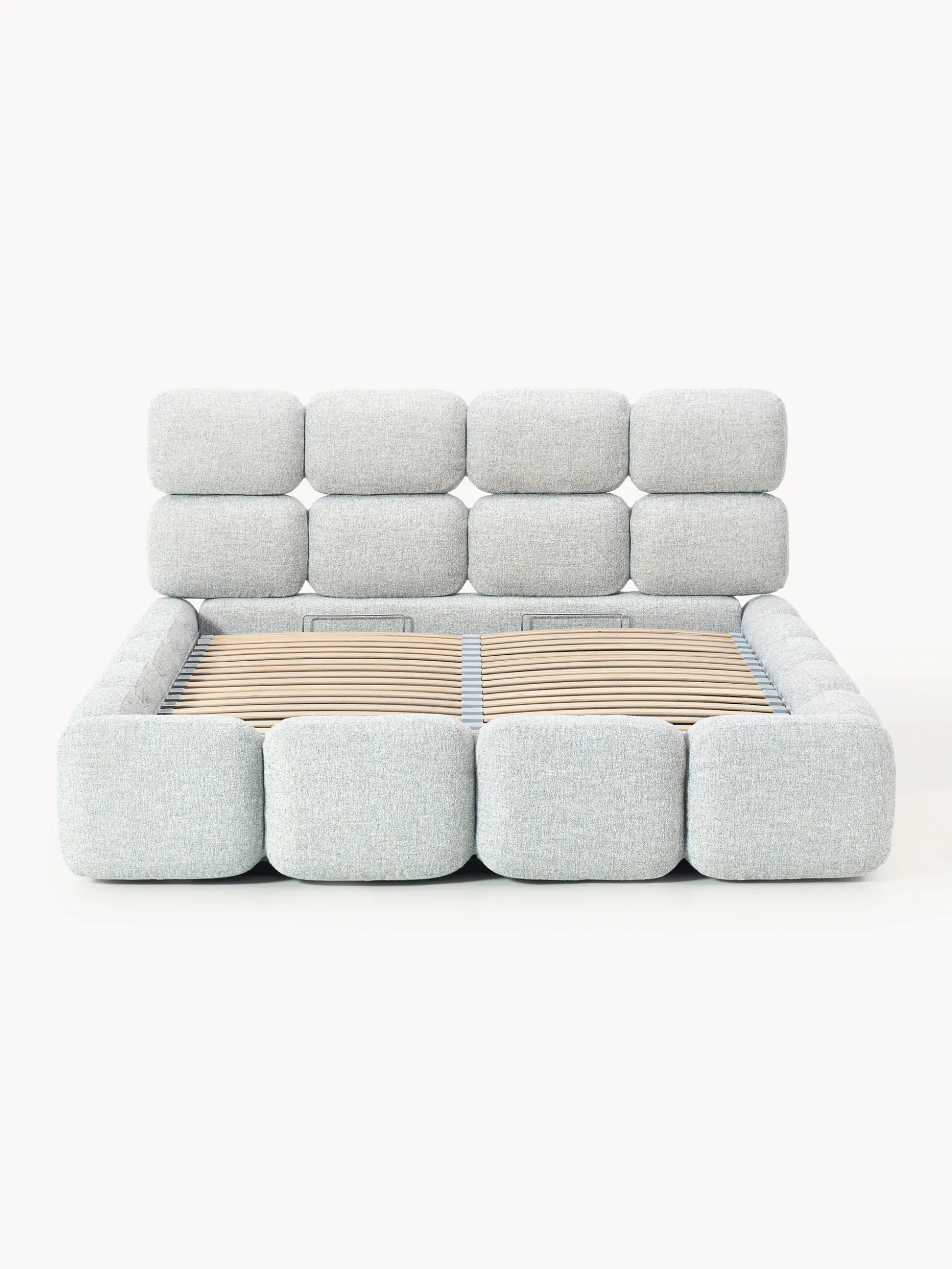 Letto imbottito in bouclé con contenitore Tayla