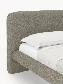 Letto imbottito in bouclé con gambe in metallo Olina