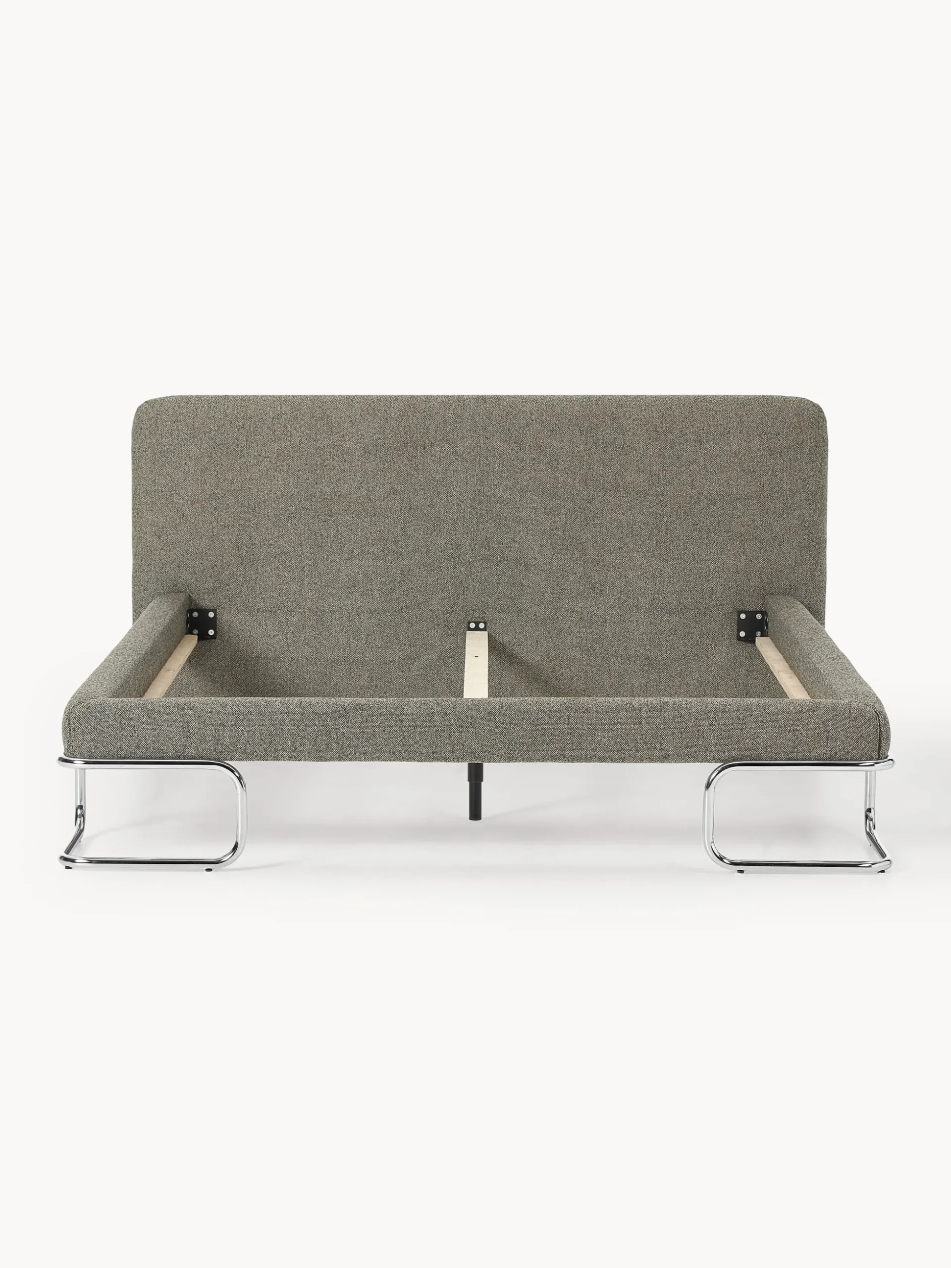 Letto imbottito in bouclé con gambe in metallo Olina