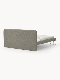 Letto imbottito in bouclé con gambe in metallo Olina
