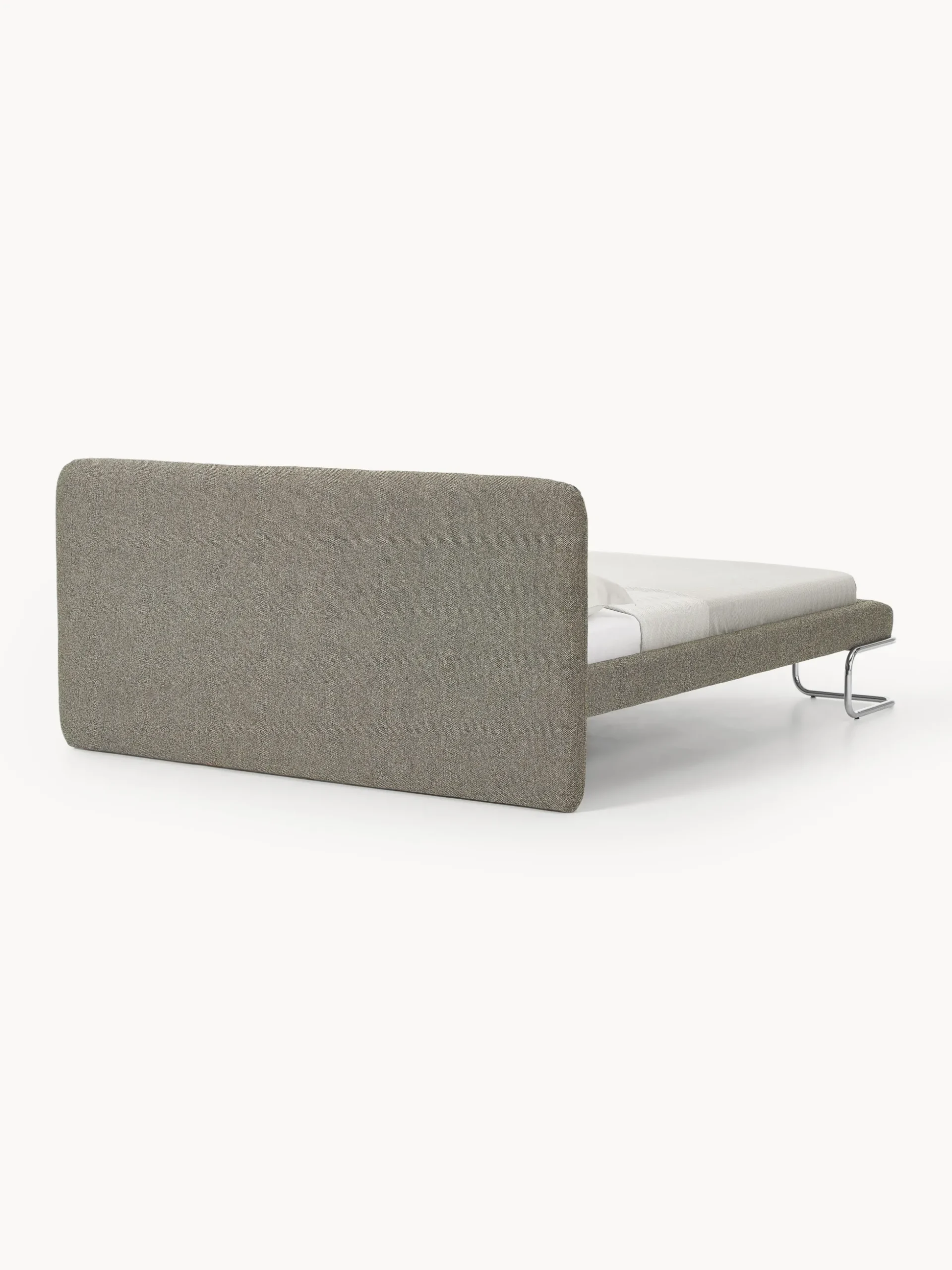 Letto imbottito in bouclé con gambe in metallo Olina