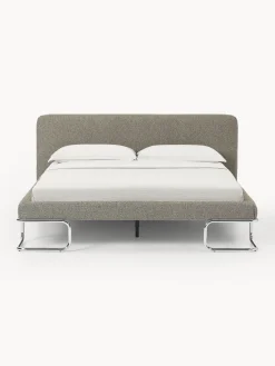 Letto imbottito in bouclé con gambe in metallo Olina