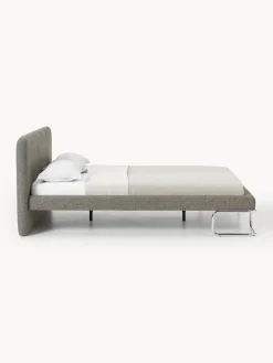 Letto imbottito in bouclé con gambe in metallo Olina