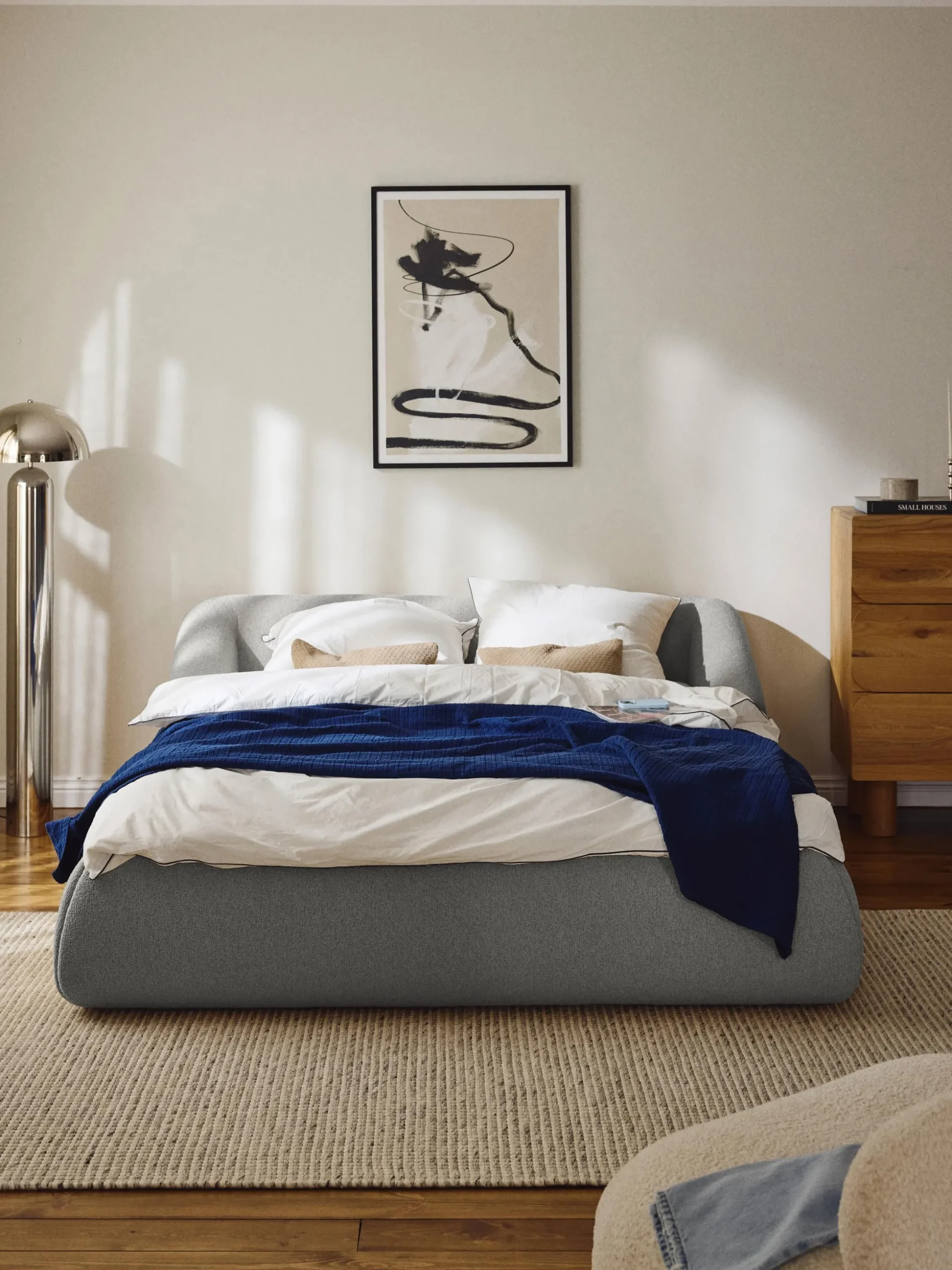 Letto imbottito in bouclé Sofia