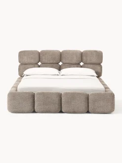 Letto imbottito in teddy bouclé con spazio contenitore aggiuntivo Tayla