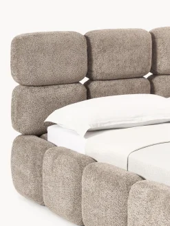 Letto imbottito in teddy bouclé con spazio contenitore aggiuntivo Tayla