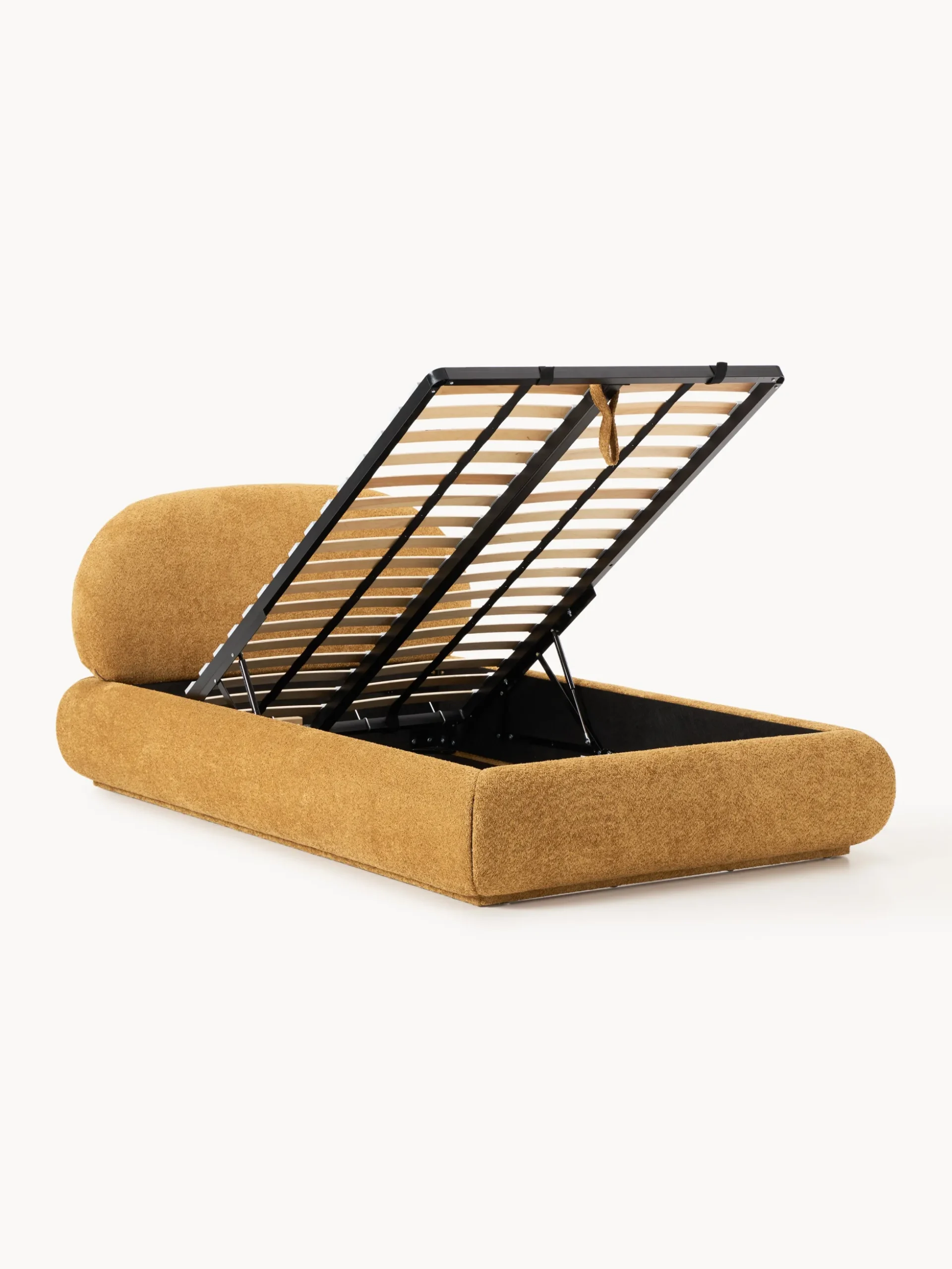 Letto imbottito in teddy bouclé con contenitore Alba