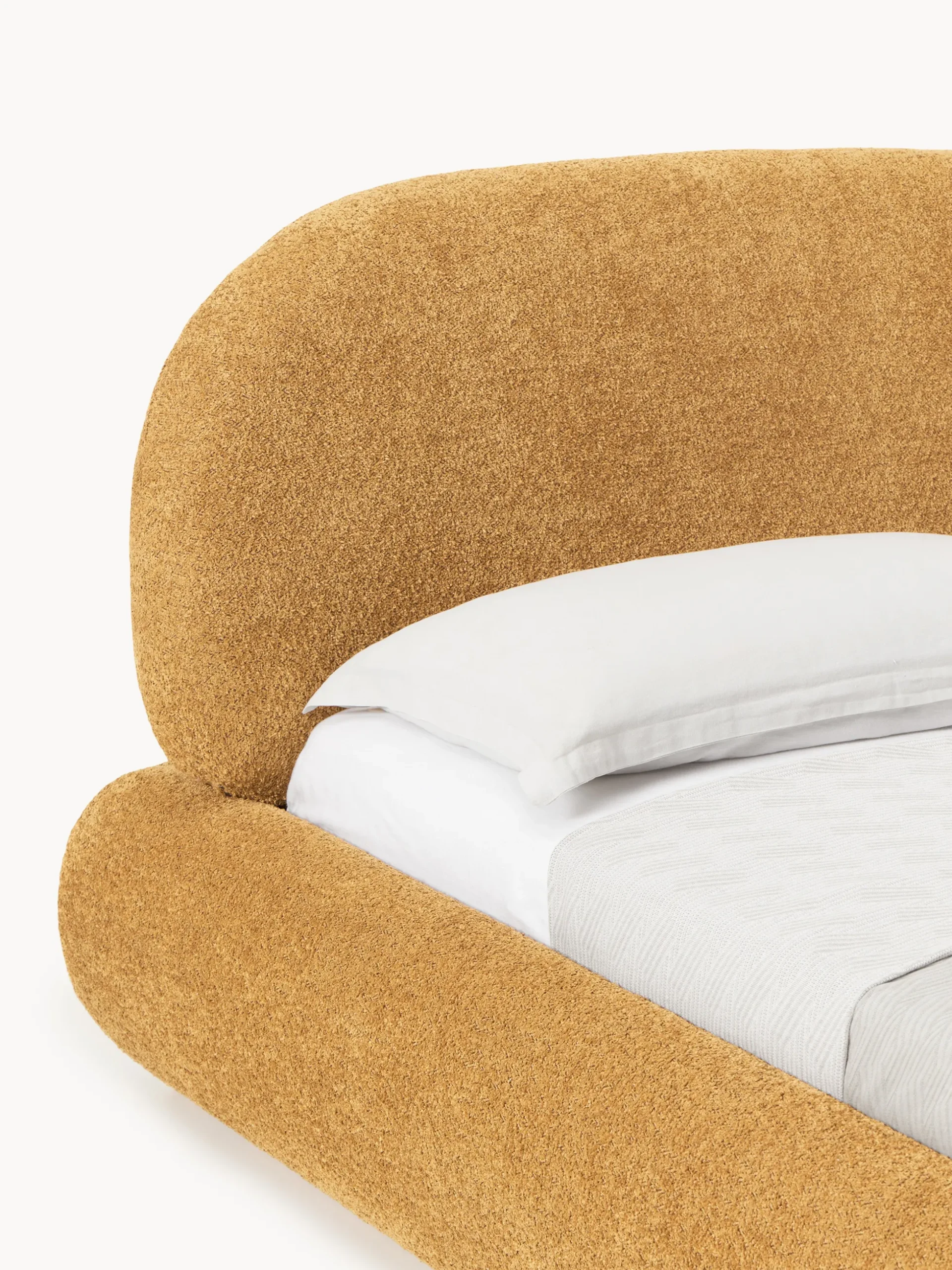 Letto imbottito in teddy bouclé con contenitore Alba