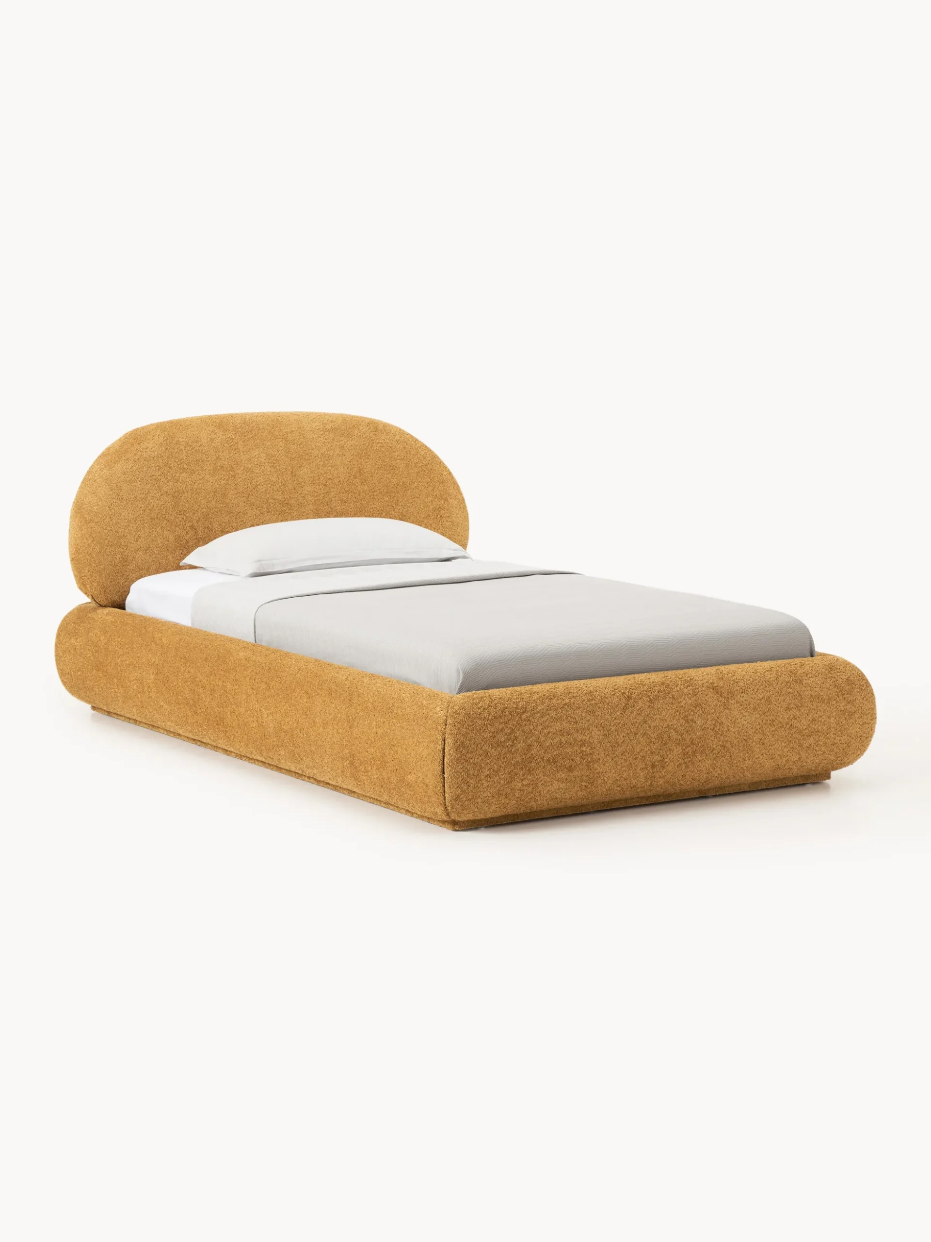 Letto imbottito in teddy bouclé con contenitore Alba
