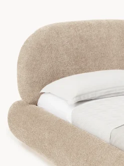 Letto imbottito in teddy bouclé con contenitore Alba