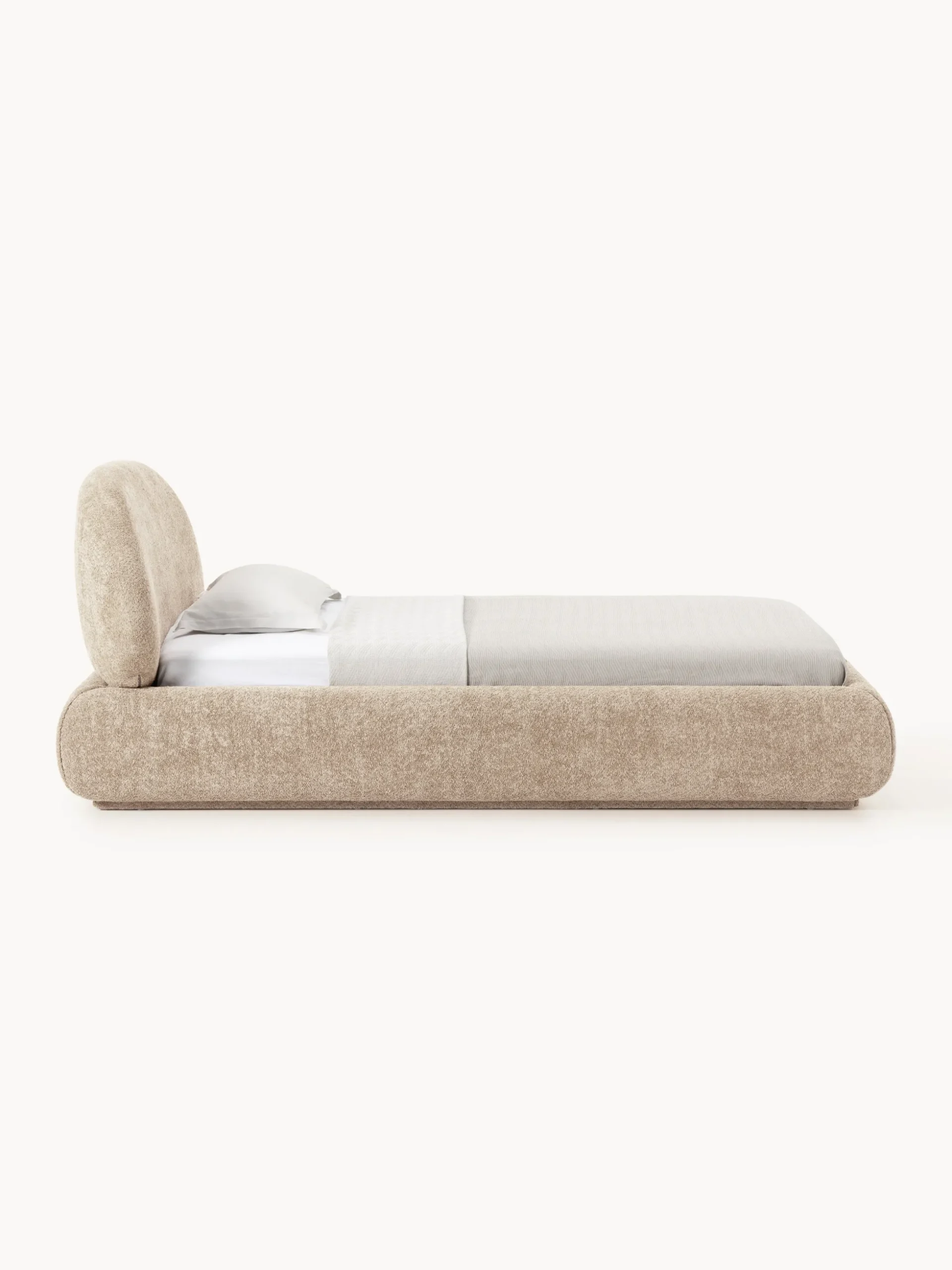 Letto imbottito in teddy bouclé con contenitore Alba