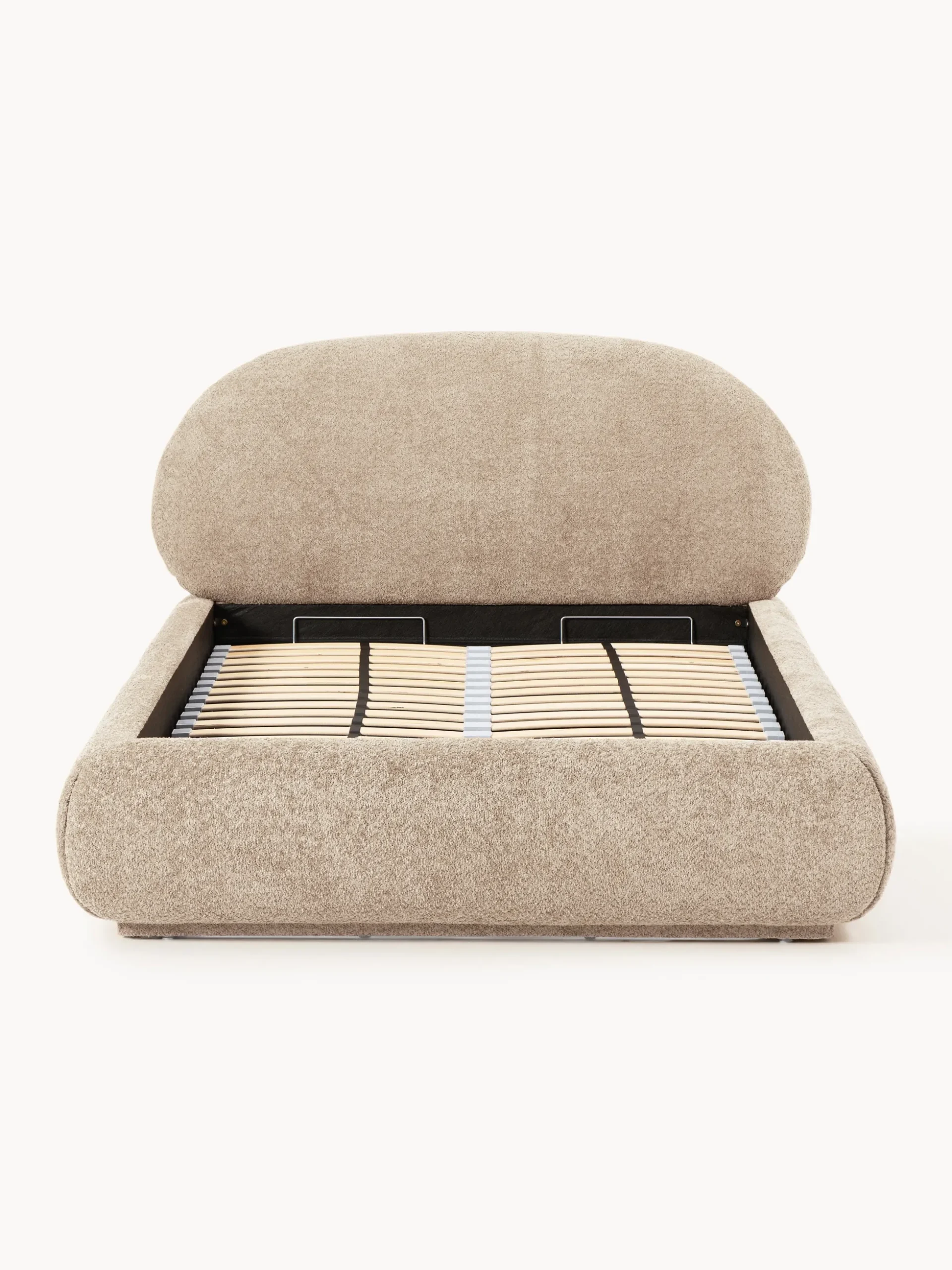 Letto imbottito in teddy bouclé con contenitore Alba