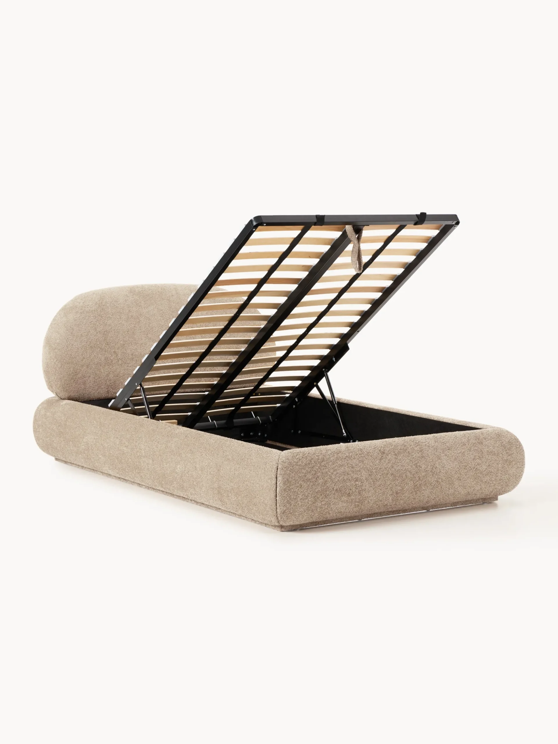 Letto imbottito in teddy bouclé con contenitore Alba