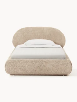 Letto imbottito in teddy bouclé con contenitore Alba