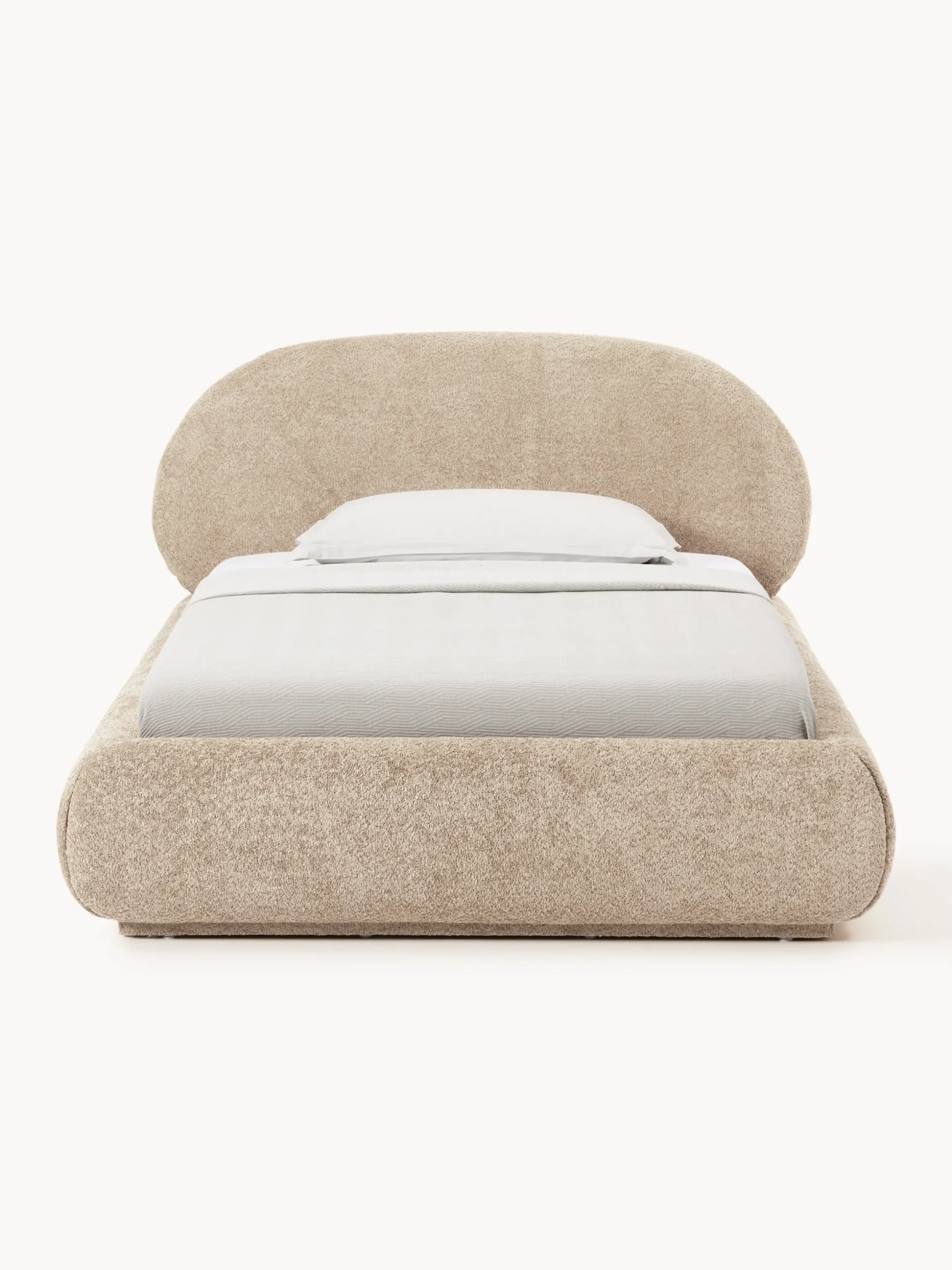 Letto imbottito in teddy bouclé con contenitore Alba
