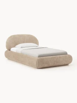 Letto imbottito in teddy bouclé con contenitore Alba