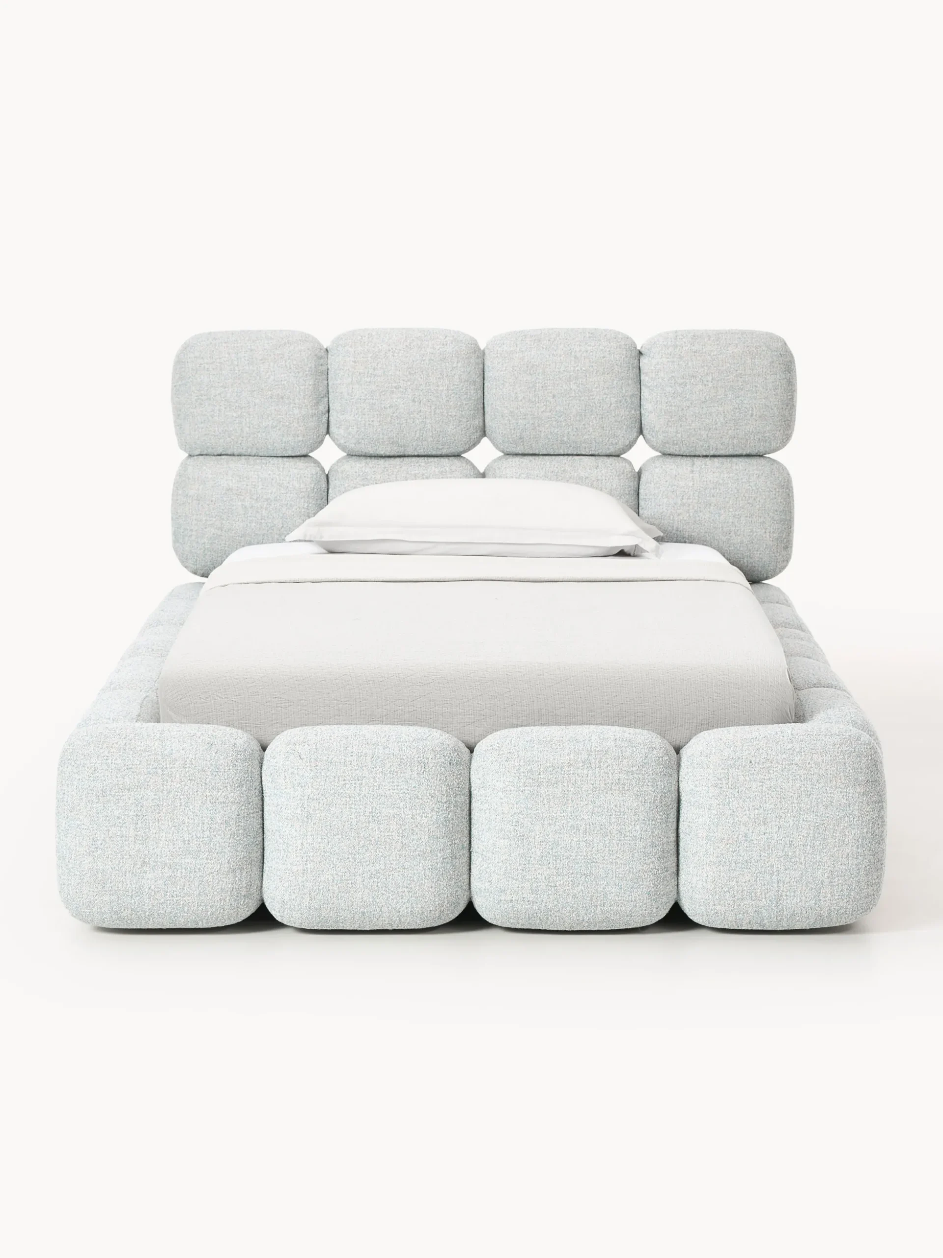 Letto imbottito in teddy bouclé con contenitore Tayla
