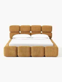 Letto imbottito in teddy bouclé con spazio contenitore aggiuntivo Tayla