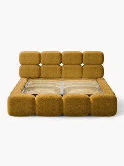 Letto imbottito in teddy bouclé con spazio contenitore aggiuntivo Tayla
