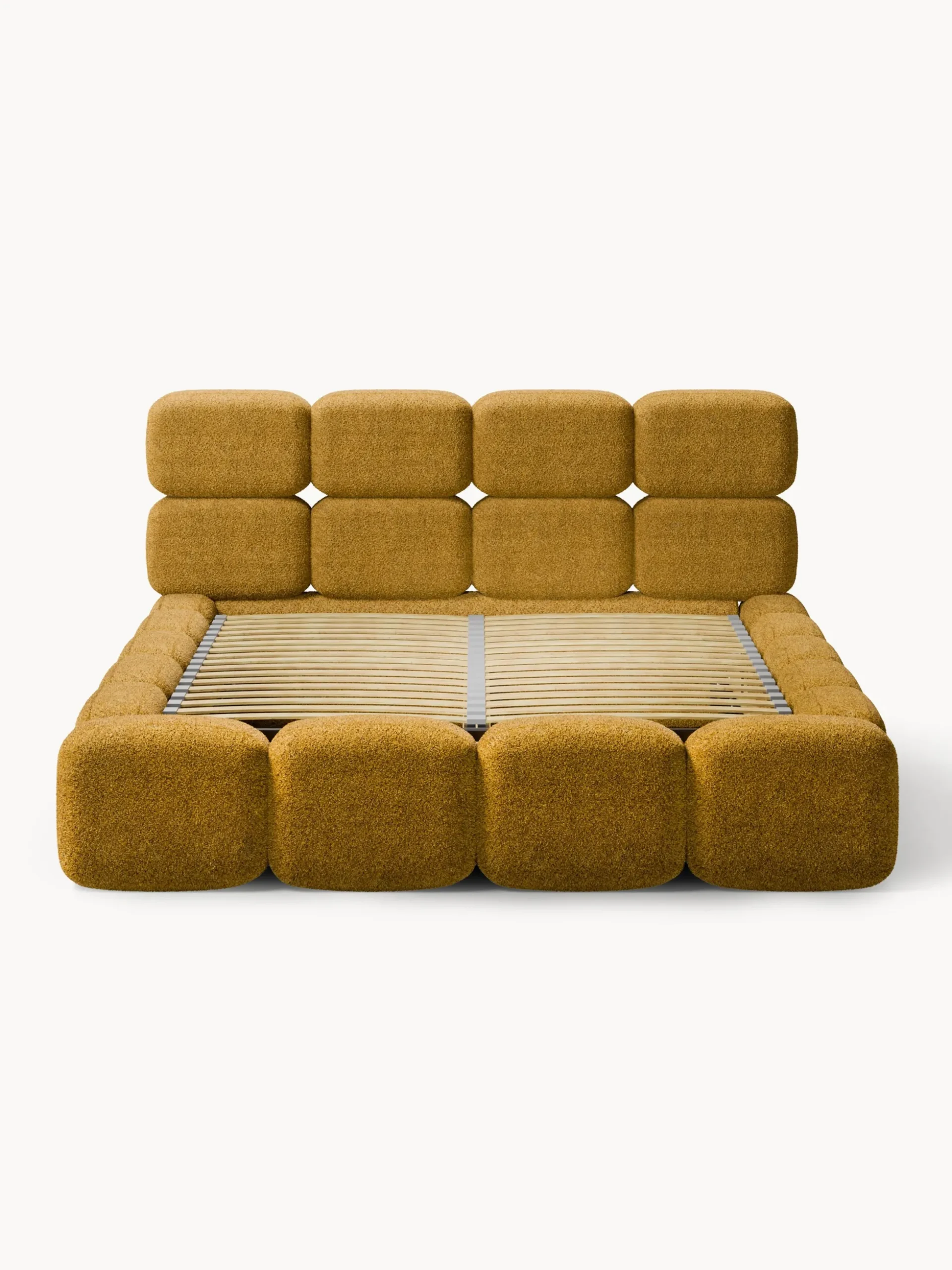 Letto imbottito in teddy bouclé con spazio contenitore aggiuntivo Tayla