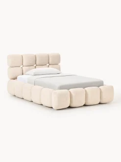 Letto imbottito in teddy bouclé con contenitore Tayla