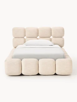 Letto imbottito in teddy bouclé con contenitore Tayla