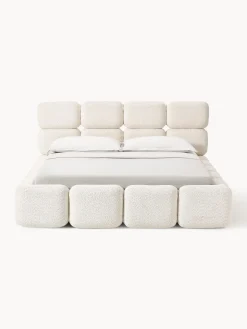 Letto imbottito in teddy bouclé con spazio contenitore aggiuntivo Tayla