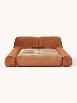 Letto imbottito in teddy bouclé con contenitore Wolke