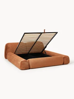 Letto imbottito in teddy bouclé con contenitore Wolke