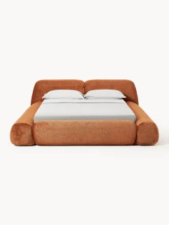 Letto imbottito in teddy bouclé con contenitore Wolke