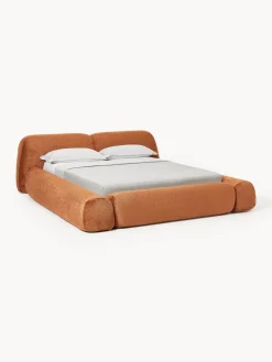 Letto imbottito in teddy bouclé con contenitore Wolke