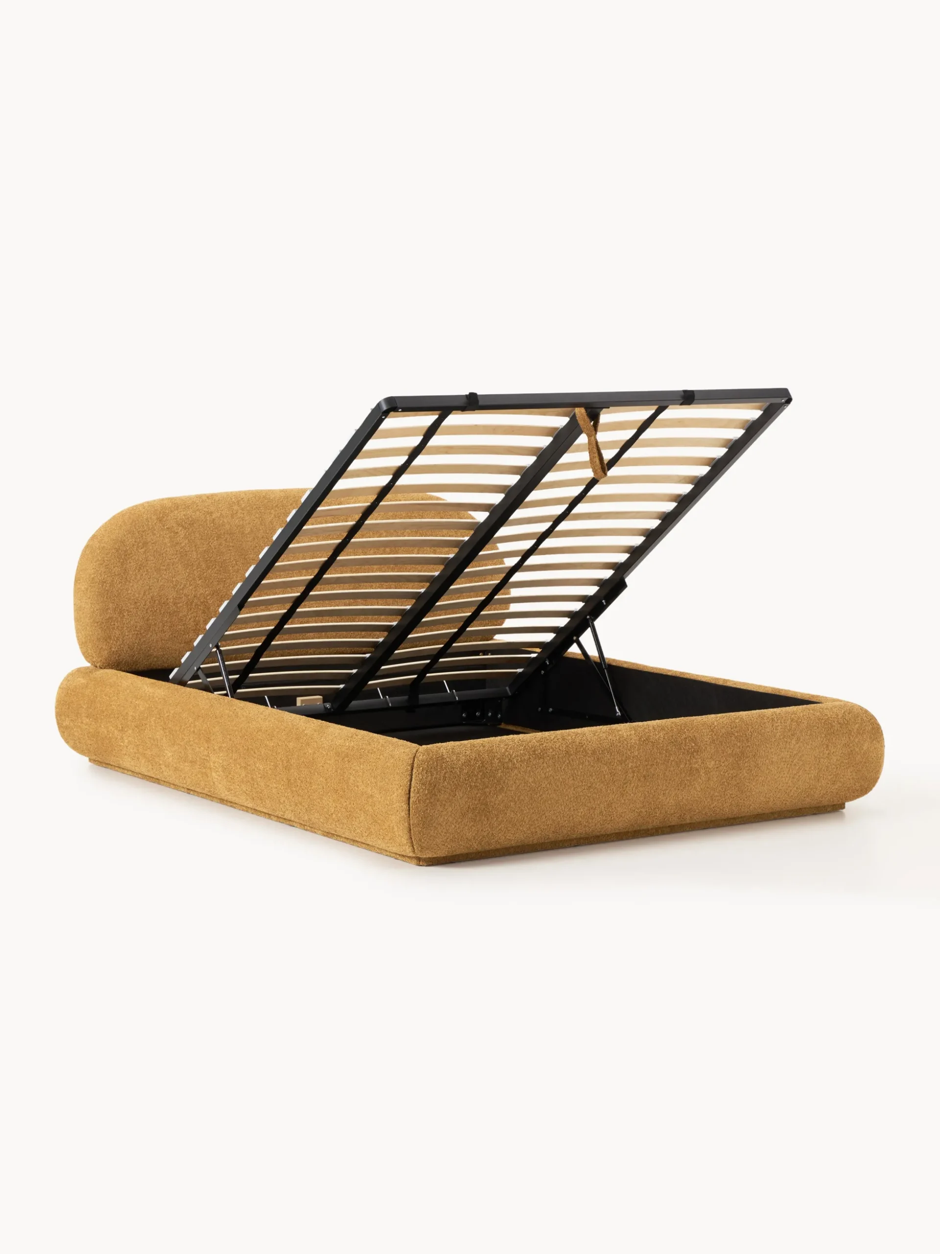 Letto imbottito in teddy bouclé con contenitore Alba