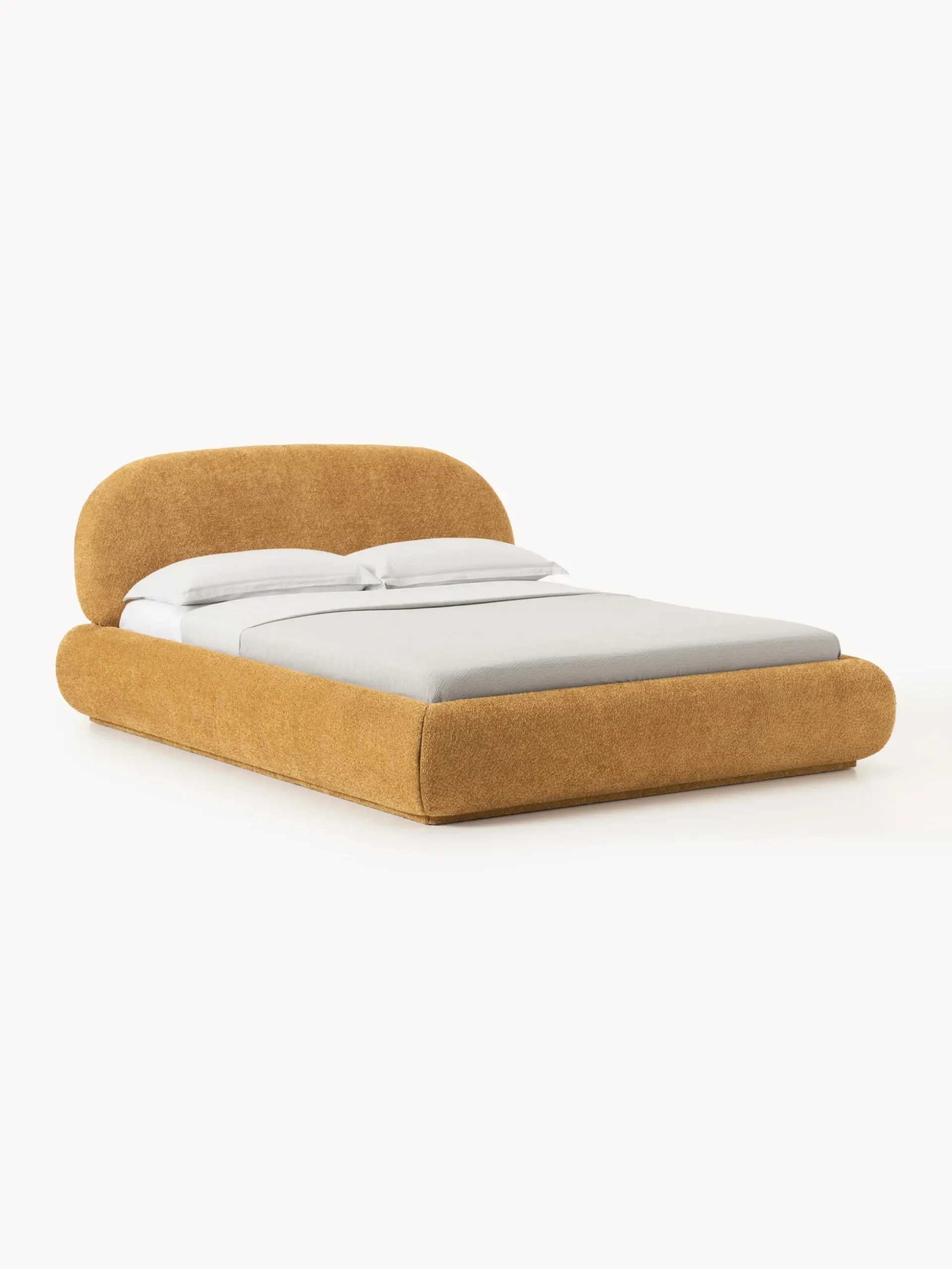 Letto imbottito in teddy bouclé con contenitore Alba