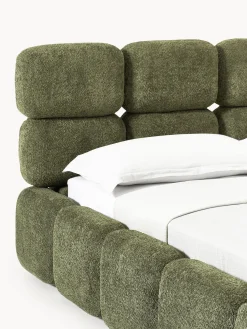 Letto imbottito in teddy bouclé con spazio contenitore aggiuntivo Tayla