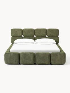 Letto imbottito in teddy bouclé con spazio contenitore aggiuntivo Tayla