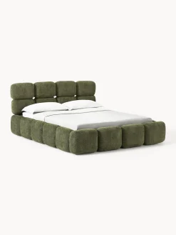 Letto imbottito in teddy bouclé con spazio contenitore aggiuntivo Tayla