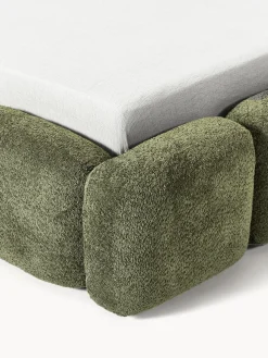 Letto imbottito in teddy bouclé con spazio contenitore aggiuntivo Tayla
