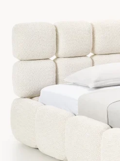 Letto imbottito in teddy bouclé con contenitore Tayla